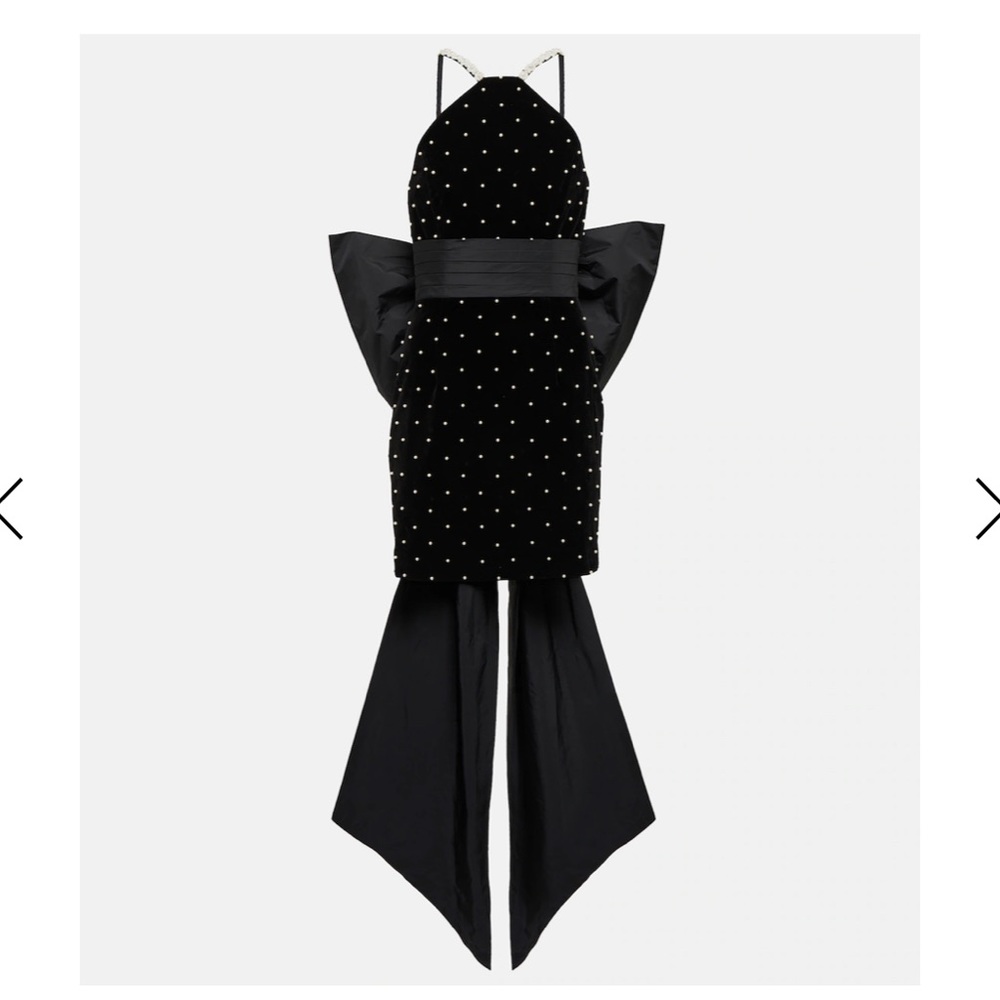 Rebecca Vallance- Hope embellished velvet bow minidress